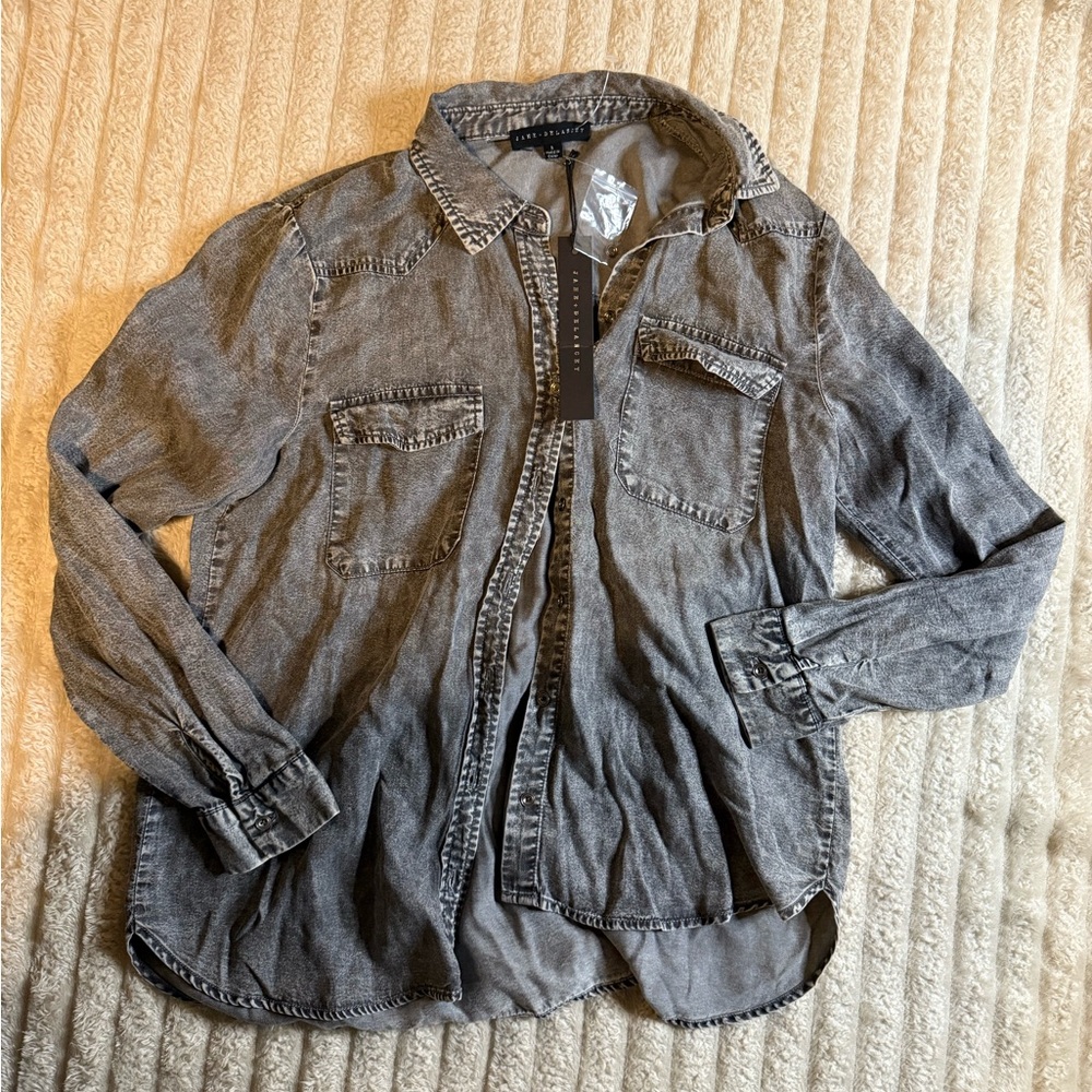 Women's Casual Gray Button Down Shirt